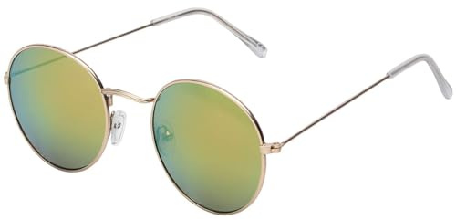 BEZLIT Runde Retro Sonnenbrille Damen Herren UV400 – Metallrahmen Gold/Schwarz – Klassische John-Lennon Style Brille mit Polycarbonat-Gläsern