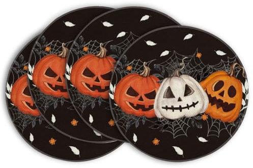 Artoid Mode Juego de 4 faroles de telaraña negro con calabazas para Halloween, 37 cm, para cocina, decoración de interior, vacaciones, fiestas