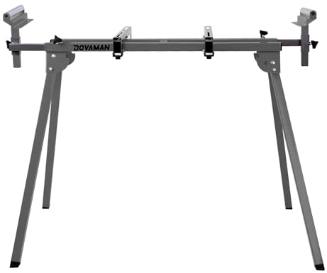 DOVAMAN Untergestell für Kappsäge, Tragfähigkeit 150 kg, Max Schienenlänge 1980 mm, 3-Stufen-Schnellmontage & Faltung, Kompatibel mit DMS01A & die Meisten Kappsägen - MS01A