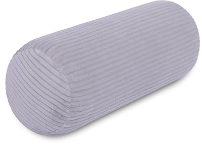 Nackenrolle Cord Silber/Hellgrau Nackenkissen Öko-Tex 100 zertifiziert und 40°C waschbar - Nackenstütz-Kissen mit Bezug, für Auto, Flugzeug, auf Reisen oder zum Lesen und Relaxen zu Hause - 15x40 cm