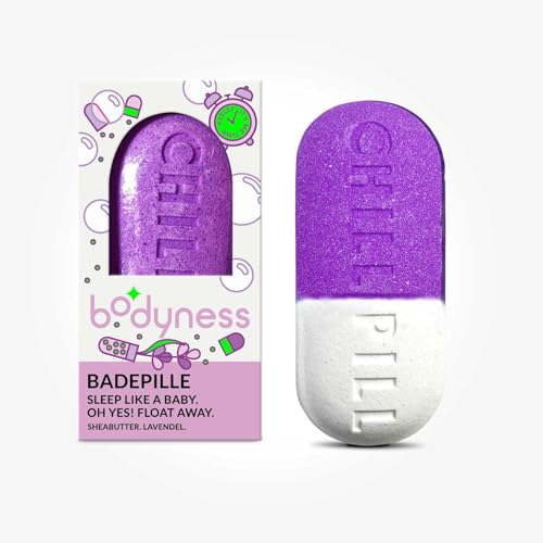 BODYNESS Bath Bomb Chill Pill - Badebombe in Pillenform, Badekugel für Hautpflege und Entspannung mit Aroma, 70g