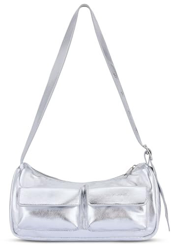 Expatrié Schultertasche Damen Silber Metallic - Electra - Kleine Handtasche für Party & Freizeit - Elegante Tasche mit Trageriemen - Aestetic Shoulderbag Women