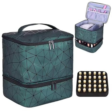 Nail Polish Carrying Cases, Double Layer Nail Polish Storage, Nail Lamp Case Holder, Nail Varnish Storage Carrying Bag, Nail Polish Container Holds, Double Layer Storage Bag for Nail Manicures