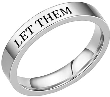 Spoon Rings for Women Let Them Ring Let Them Stainless Engraved Ring To Sorority Sisters Best Friends Inspirational Friendship Ring Motivational Friendship Jewelry Gift Love Ring (Silver, 8)