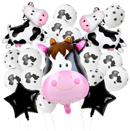 18PCS Globos de vaca, enorme globo de aluminio de vaca,Globo Con Estampado De Vaca,globos divertidos con estampado de vaca para decoración de fiesta de animales de granja