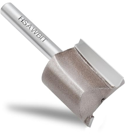 hsawbit Fraise à défoncer droite à 2 cannelures, tige de 6,35 mm, diamètre de coupe de 25 mm et longueur de coupe de 25 mm, fraise à défoncer pour le travail du bois