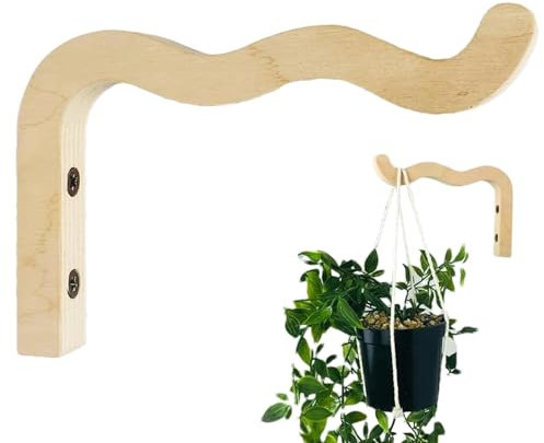 Colgador de madera para macetas de pared para plantas de interior, gancho de pared para plantas, gancho de pared para plantas, decoración interior y exterior, 17 x 15 cm