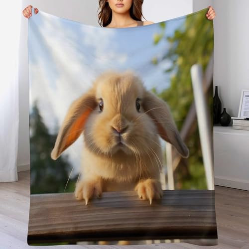 AAPZY Kaninchen Kuscheldecken,Decke, 3D-Digitaldruck Kuscheldecke, Flannel Decke, Weich Wohndecke, Sofadecke Decke Für Kinder Jungen Erwachsene （140×180cm）