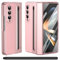 pour Galaxy Z Fold 3 Coque avec Stylet, Protection Charnière + Support S Pen + Protecteur d'écran en Verre Trempé, Housse en Cuir pour Samsung Galaxy Z Fold3-Rose