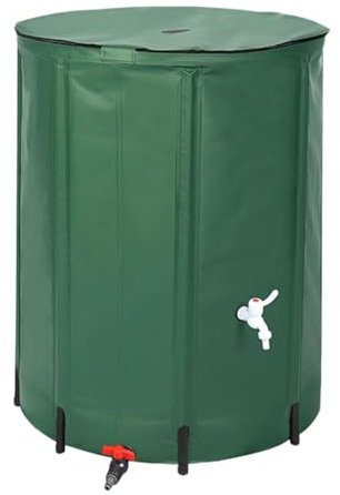 Sharplace Green Foldable Rain Barrel Water Butt Convenient Filling and Pouring Water Storage Container, Rainwater Collection System, 200L