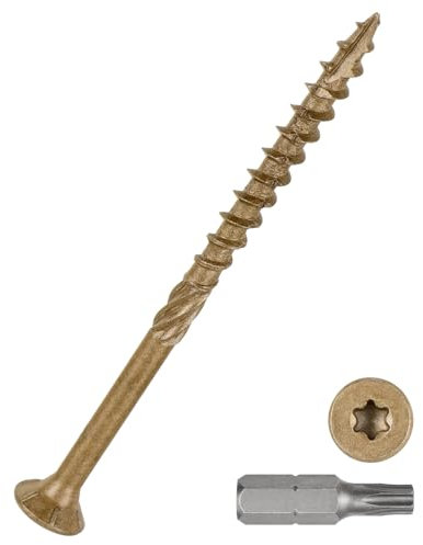 DTGN #10x3 Deck Screws - 50Pack - Good for Fences, Frames, Farms, Outdoor Furniture - Carbon Steel Wood Screw Decking Screw W/ T25 Torx Star Drive Bit - Tan