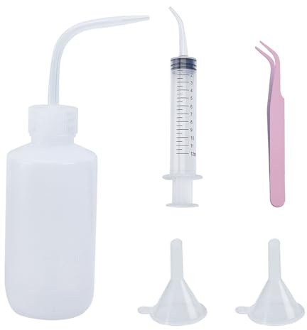 NICENEEDED 5 PCS Boule à Neige Fournitures pour Gobelet Kit de Boule à Neige à Paillettes à Faire Soi Même avec Flacon Souple en Plastique Petit Entonnoir Pince à Épiler Seringue Coudée