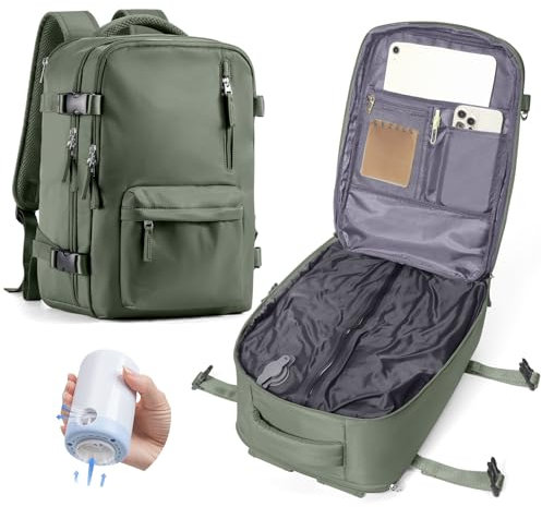 SZLX Zaino A Vuoto Bagaglio A Mano Donna, Zaino Airbag Con Sistema Di Vuoto Per Viaggi, Ryanair Viaggio Ruscksack Dimensione Cabina Con Pompa Impermeabile Uomo Valigia A Vuoto