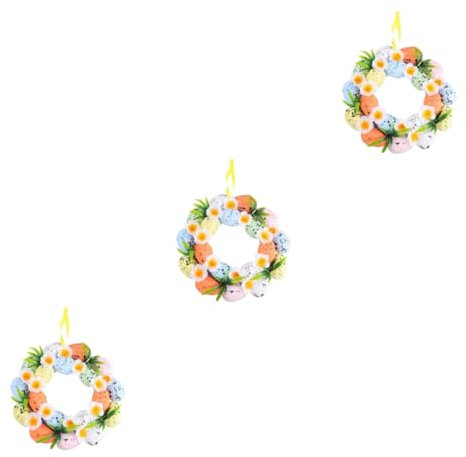 Alipis 3 Stck. Bunter Osterkranz Eiern und Blumen Dekorative Hängedekoration für Ostern Innen und Außendekoration Frühlingsfest Dekoration Partybedarf