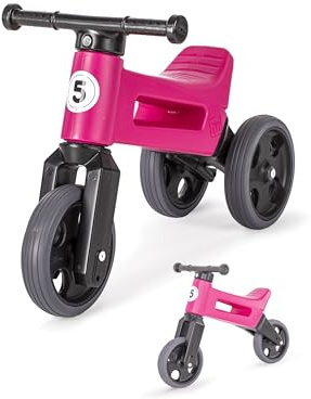 FWRider Sport 2-in-1 Kinder Laufrad Pink - Zweirad und Dreirad in einem, Balance-Bike mit Gurt und geräuschlosen Rollen - Ab 18 Monaten, geeignet bis 25 kg, Lauflernrad