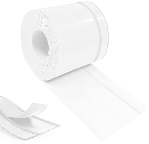 Hengrongshen Plinthe Souple PVC Autoadhésive 90 mm x 20 mm x 18 m, Imperméable Anti-Moisissures Résistante à l'Huile, pour Cuisine Salle de Bain Chambre Garage (Blanc)