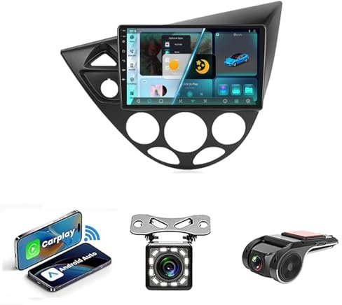 Android 14 Radio Coche 9 Pulgadas Con Pantalla Táctil 2 DIN Para Ford Fiesta 1995-2001/Focus MK1 1998-2004 Conecta Y Reproduce Autoradio Con Bluetooth Apoyo Mandos Volante(NF-7 4G WIFI 8G+256G)