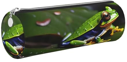 kurue Peace Tree Frogs Federmäppchen, Leder, schlankes Federmäppchen, schöne Schreibwaren-Tasche, tragbare Kosmetiktasche, Reißverschluss-Organizer-Tasche