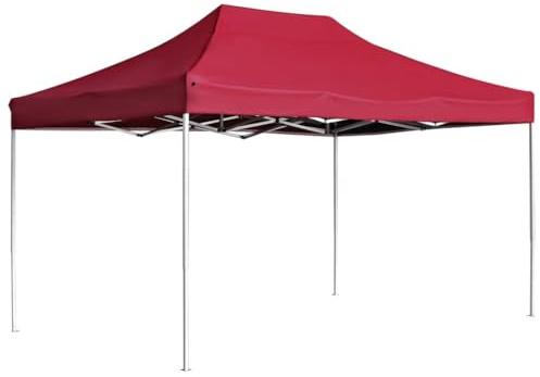 QJBSAVVA Partyzelt Faltbar 4 5x3 m Weinrot Aluminium Stabiler Gartenpavillon mit PVC beschichtetem Oxford Dach für Grillabende Feste und Camping