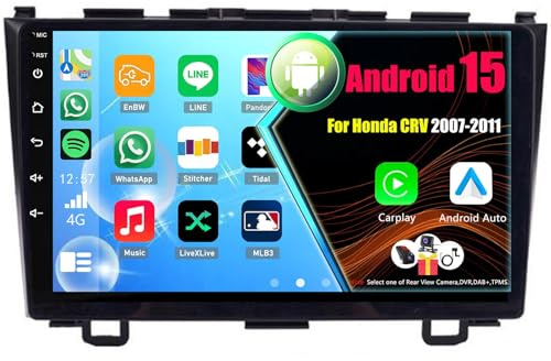 Android 15 Radio para Honda CRV 2007-2011 con Carplay Android Auto, Pantalla Táctil de 9 Pulgadas con GPS WiFi Bluetooth FM RDS(8Core(8+256GB))