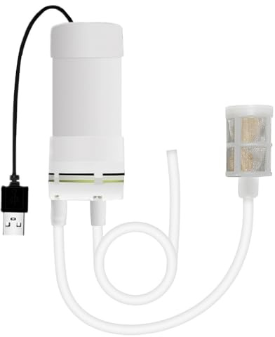 Nzkeuf Mini Pompa Elettrica ad Acqua, Pompa a Vuoto Autoadescante da 5 V Alimentata Tramite USB con Tubo da 6 mm, per Casa, Giardino, Acquario, Pompaggio Portatile, Portata 4 l/min (1 metro)