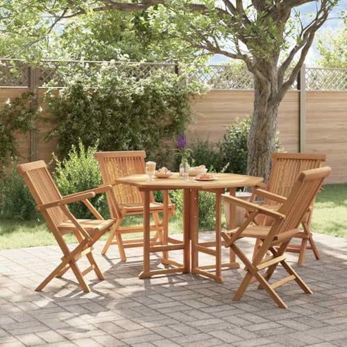 Tonture 5-TLG. Garten-Essgruppe Klappbar Massivholz Teak, 110x110cm Tisch, 4 Stühle, Platzsparend, Langlebig, für Terrasse & Balkon