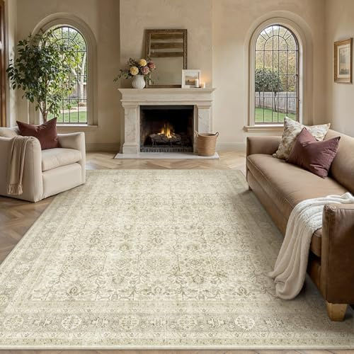 HUGEAR Vintage Teppich Wohnzimmer 300x400cm Beige Waschbar