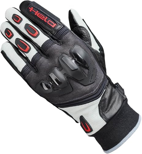 Held Sambia KTC 2 Adventure Motorradhandschuhe, grau/schwarz/rot, 9 | Verstellbare Passform