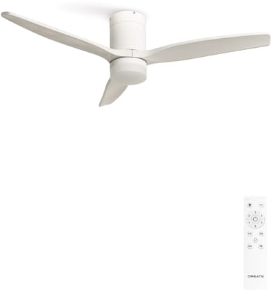 CREATE / WINDCALM L/Ventilador de techo ABS con luz blanco con mando / 40W, Silencioso, Ø152 cm, 6 velocidades, 3 temperaturas de luz, temporizador, función verano-invierno