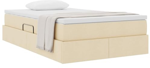 vidaXL Aufbewahrungsbett mit Matratze Creme 120 x 190 cm Polyester, Modernes Schlafzimmerdesign, ergonomisches Stauraum-Bettgestell, rechteckig, platzsparend, Taschenfederkernmatratze, Innenbereich