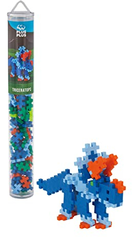 Plus-Plus 9604094 Kreativ-Bausteine Tube, Triceratops, Dinosaurier, Geniales Konstruktionsspielzeug, 100 Teile, Mehrfarbig, Mehrfarbig