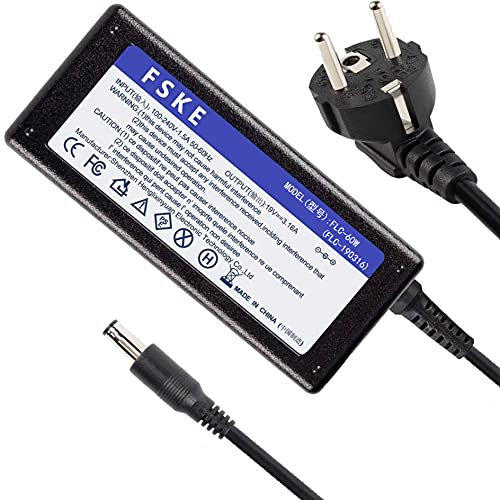 FSKE 19V 3,16A 60W Laptop Ladekabel für Samsung Netzteil Ladegerät für R730 NP350E7C R580 N150 NP355V5C NP600B4B R509 R510 R540 usw., Notebook AC Adapter Power Supply Steckergröße: 5,5 * 3,0mm