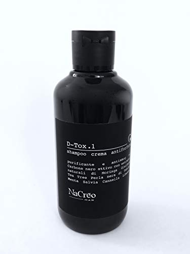 NaCréoMan Antischuppen Shampoo spezifisch für Männer mit Moringa-Extrakte, Teebaumöl und Salbei ohne Silikone, Parabene, SLS/SLES - 200 ml !