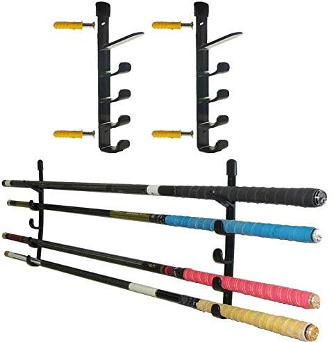 Pmsanzay 5-Rod Horizontal Wall Mounted Fishing Rod Holder Storage Rack- Boat/Yacht/Garage
