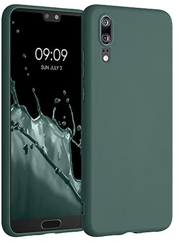 kwmobile Hülle kompatibel mit Huawei P20 Hülle - weiches TPU Silikon Case - Cover geeignet für kabelloses Laden - Blaugrün