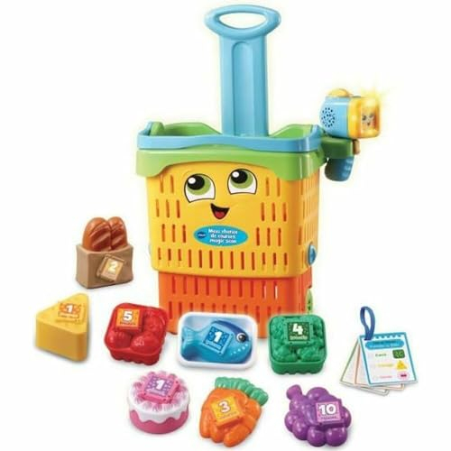 VTech - Maxi Chariot de Courses Magic Scan, Caddie Enfant Interactif, Jouet Électronique Sons et Lumières, 14 Pièces et Accessoires de Jeu, Cadeau Enfant 18 Mois à 5 Ans - Contenu en Français