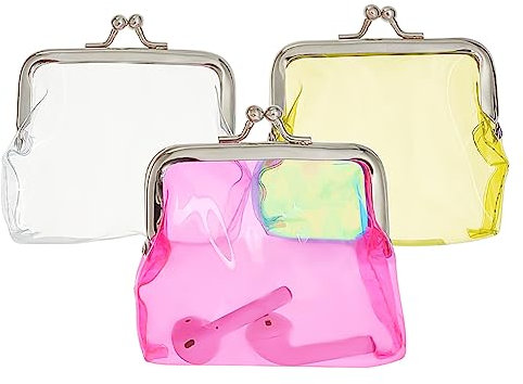 GORGECRAFT 3 couleurs Porte-Monnaie Transparent Porte-Monnaie Transparent Imperméable PVC Coloré Jelly Portefeuilles Kiss Lock Pochettes Porte-Cartes pour Femmes Cartes de Crédit Espèces Transportant