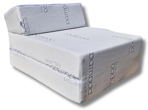 Natalia Spzoo Faltmatratze mit Schaumstoffkern und abnehmbarem Bezug – Klappmatratze mit Kopfteil – klappbare Schlafsessel (160 x 60 x 12cm)