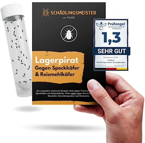 SCHÄDLINGSMEISTER ® Lagerpiraten - 30 Nützlinge - Speckkäfer bekämpfen - Teppichkäfer bekämpfen - Auch gegen Reismehlkäfer, Pelzkäfer - Besser als Teppichkäfer Falle, Speckkäfer Falle (1 Einheit)