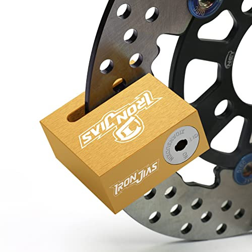 Bremsscheibenschloss Motorrad Schloss,wasserdichtes Diebstahlsicherung Motorradschloss,Scheibenschloss ohne Alarm,Bremsscheibenschloss 7mm aus Legierung mit Erinnerungskabel,Golden