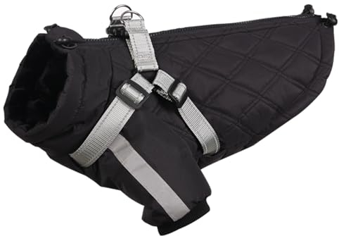 CITÉTOILE Warmer Hundemantel mit Geschirr, Winddichte Rautenförmige Hundejacke für Kaltes Wetter, Winter Hundebekleidung mit Reißverschlüssen und Lockeren Bündchen für Kleine Mittlere Große Hunde, 2XL