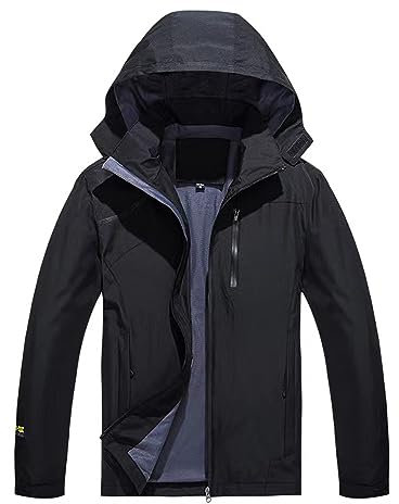 SUKUTU Veste de Pluie imperméable pour Hommes Veste de Randonnée légère Manteau Respirant et Coupe-Vent avec Doublure Veste de Montagne à Capuche
