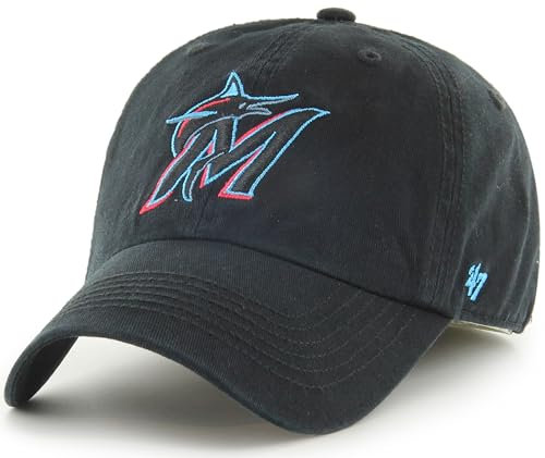 47 MLB Baseballkappe, Team-Farbe, Primär-Logo, Franchise, Unisex, Erwachsene, Miami Marlins - Schwarz, M