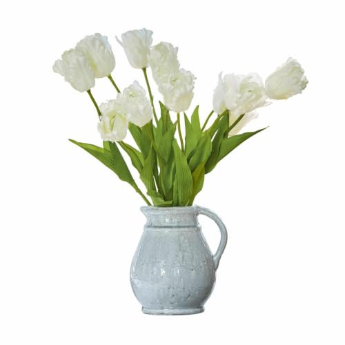 Loberon Kunstblume Tulpe 6er Set Lamarr, weiß/grün | handbemalt, täuschend echte Tulpen-Optik, Kunstblumen, Dekoration, Eisen, Polyester