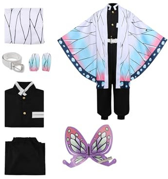 Koongso Kids Shinobu Anime Cosplay Costume, Boy Girl Shinobu Kimono Uniform Outfit Halloween Costume Role Play Full Set