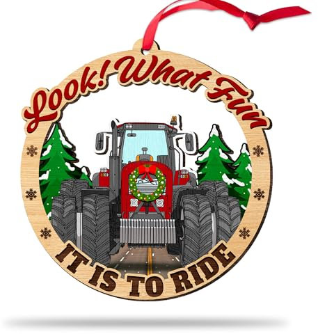 ARTSYWIX Lustige Traktor-Dekoration für Weihnachtsbaumschmuck, Bauernhoffahrzeug, Traktor, Weihnachtsschmuck 2024, Landwirtschaftsanhänger für Weihnachtsdekoration, roter Traktor, Geschenke für