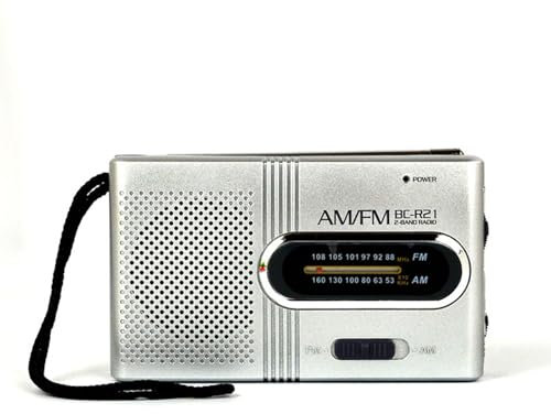 Tragbares Digitales Radio, Tragbares AM-FM-Taschenradio, Langlebiges Transistorradio, Mini Radio Batteriebetrieben, Tragbares Radio AM/FM für Wandern Camping Outdoor Aktivitäten (Silber)