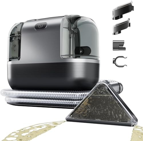450W/ 12Kpa Lavatappeti Portatile,Lavatappeti,Aspirapolvere per Macchie,Lavatappezzeria,lava divano ad Acqua,lava tappezzeria Per Tappeti, Moquette,Tappezzeria,Scale e Auto (Black)
