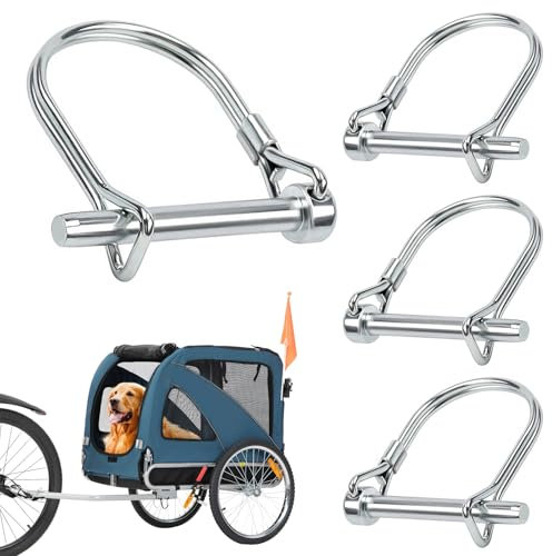 4 Stück Rohrklappsplinte mit Rastverschluss, D Förmiger Sicherungsstift, Karbonstahl Sicherungsbolzen, Welle Verriegelung Stift für Bauernhof Anhänger Rasen Garten, Heimwerker,Landwirtschaft,8mmX70mm