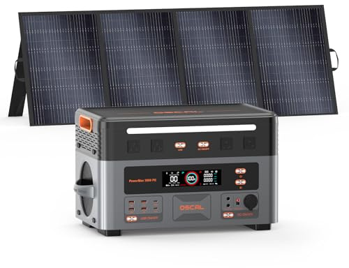 3600W Centrale Elettrica Portatile con Pannello 400W, 2160Wh Generatore Solare con Batteria LFP, UPS, Ricarica 80% in 1h, 14 Porte, Portable Power Station per Casa, Camper, PowerMax 3600PE